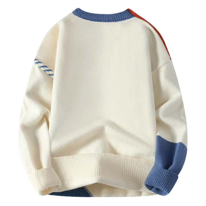 Men’s Cable Knit Patchwork Jumper | Textured Design and Relaxed Fit