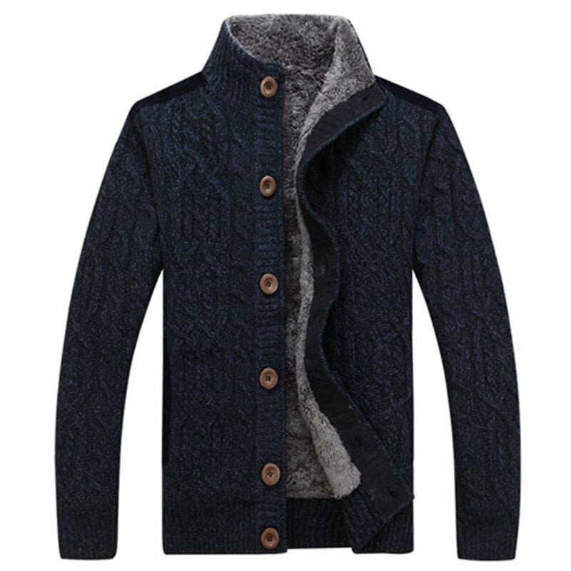Men’s Knitted Cardigan with Cable Pattern – Warm Layer for Work and Leisure