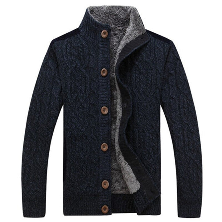 Men’s Knitted Cardigan with Cable Pattern – Warm Layer for Work and Leisure