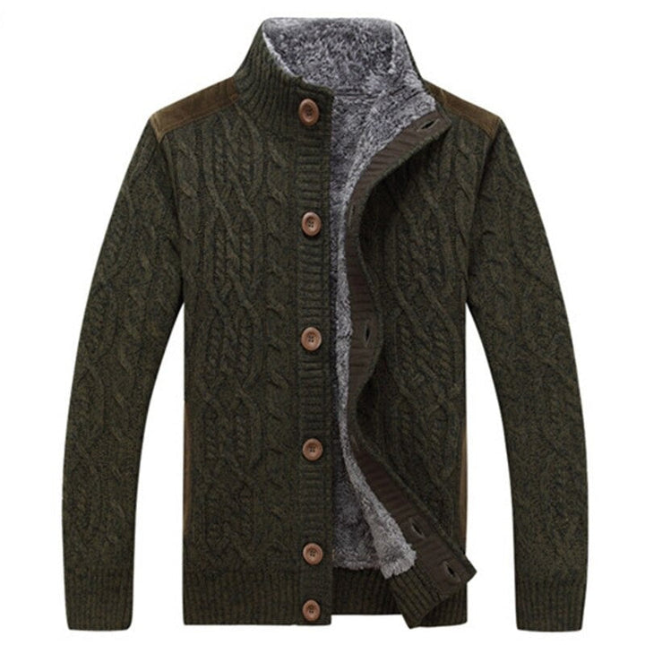 Men’s Knitted Cardigan with Cable Pattern – Warm Layer for Work and Leisure