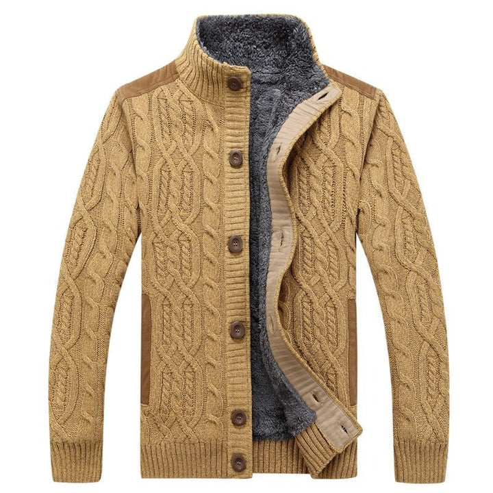 Men’s Knitted Cardigan with Cable Pattern – Warm Layer for Work and Leisure