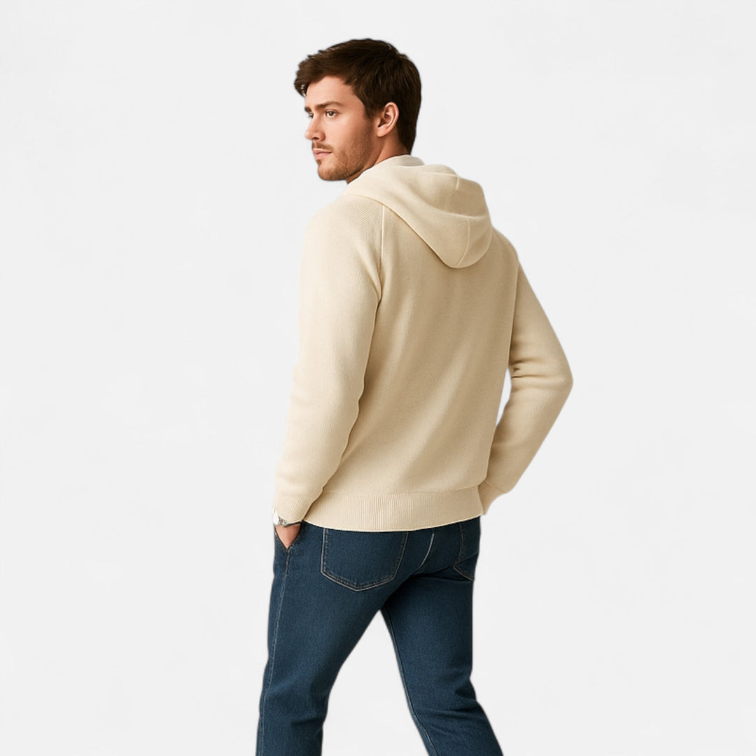Men’s Zipped Knit Hoodie | Warm, Refined & Ideal for Cold Seasons