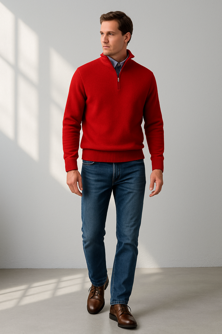 Men’s Half-Zip Sweater | Structured Fit and Everyday Warmth