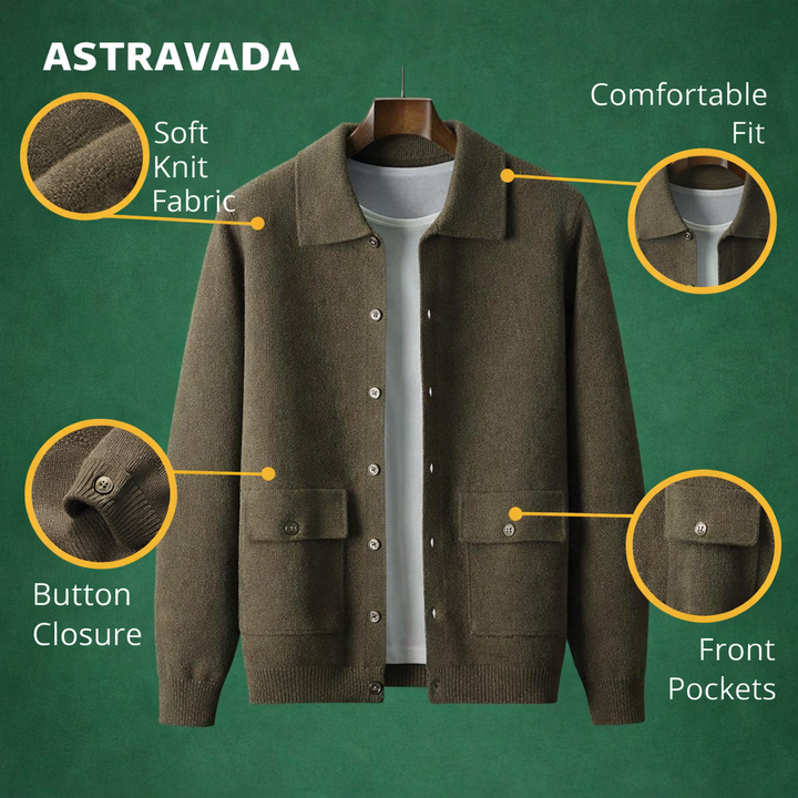 Men’s Button-Up Cardigan – Soft Knit with Smart Collar