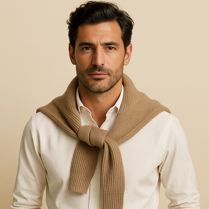 Men’s Knitted Quarter Zip Sweater – Tailored Fit with Ribbed Texture