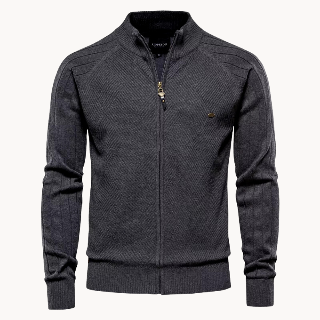 Fine Knit Zip Cardigan | Stylish Knitwear with Stand Collar