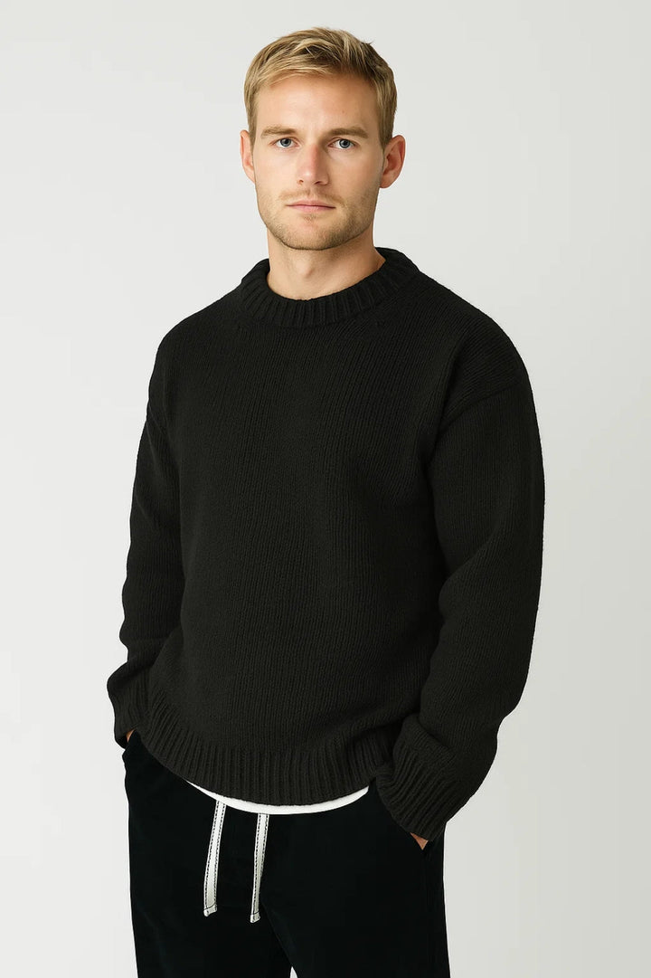 Men’s Crew Neck Sweater – Textured Knit, Relaxed Fit