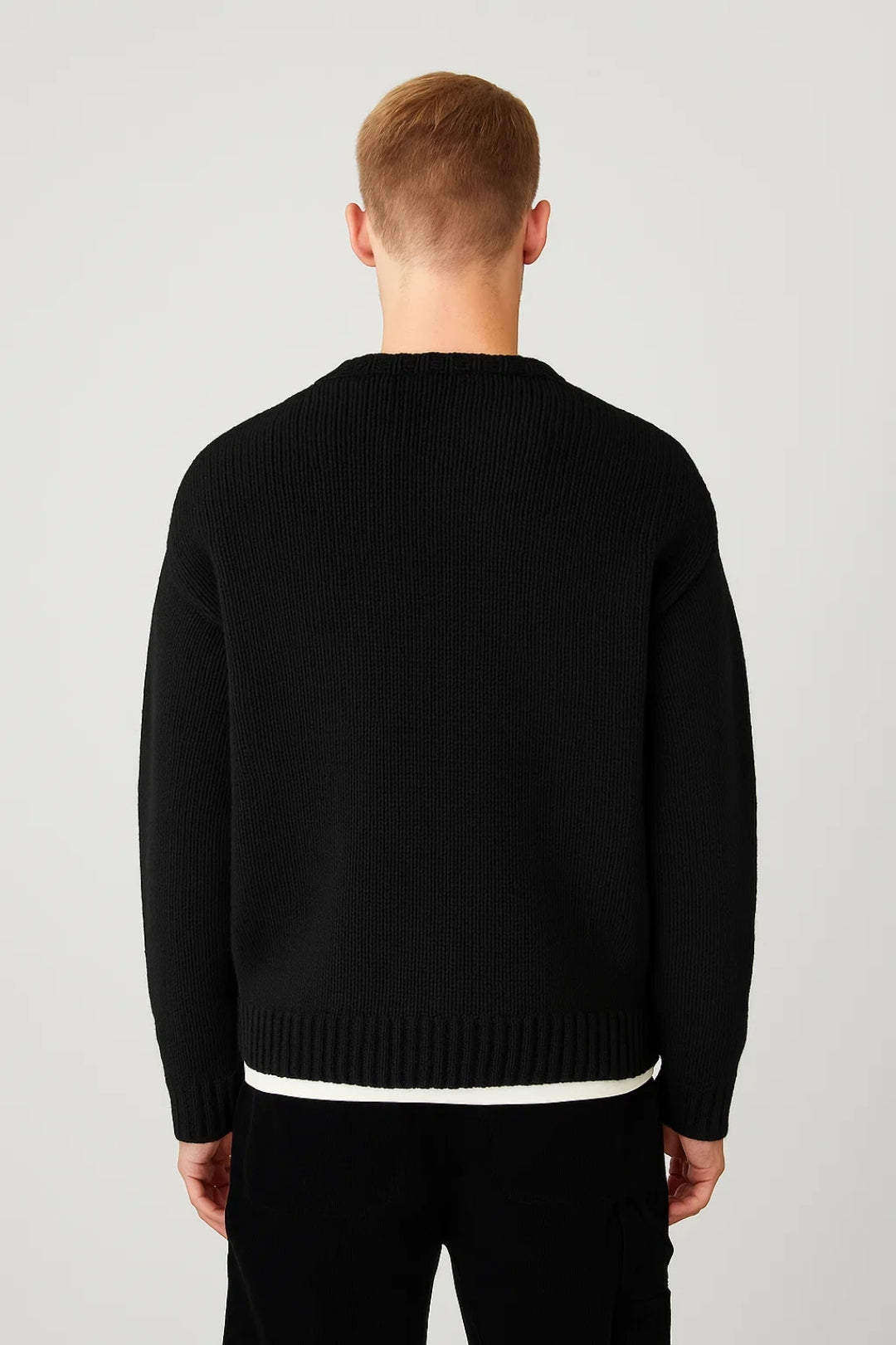 Men’s Crew Neck Sweater – Textured Knit, Relaxed Fit