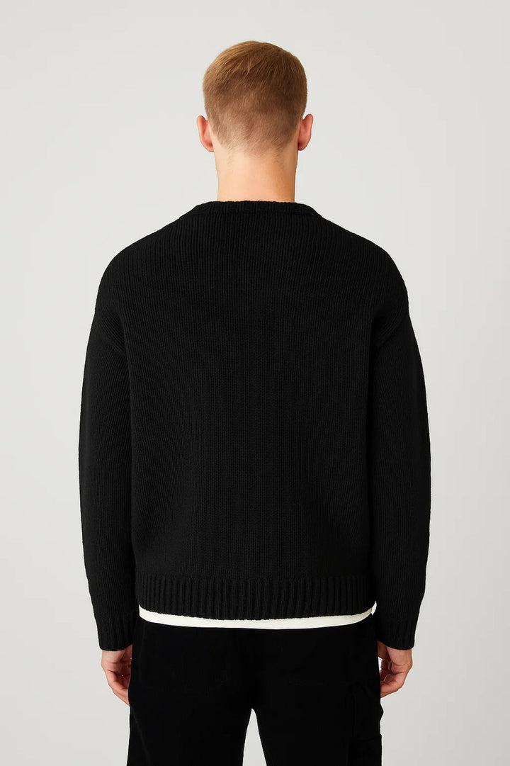 Men’s Crew Neck Sweater – Textured Knit, Relaxed Fit