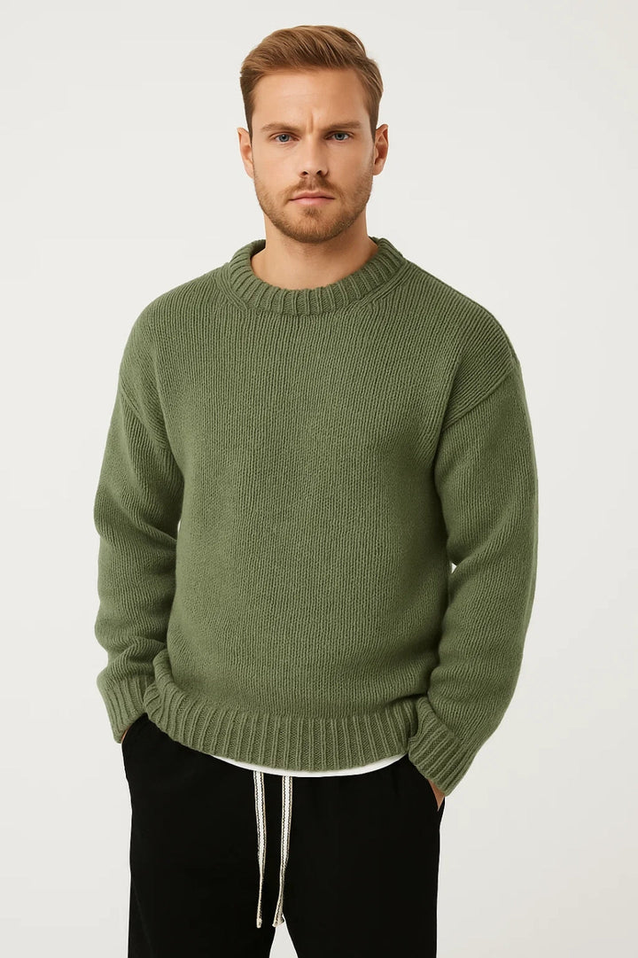 Men’s Crew Neck Sweater – Textured Knit, Relaxed Fit