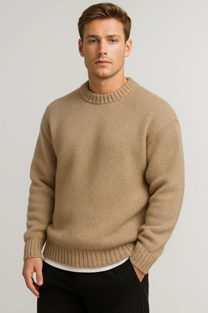 Men’s Crew Neck Sweater – Textured Knit, Relaxed Fit