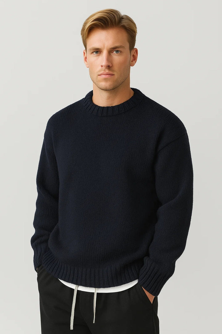 Men’s Crew Neck Sweater – Textured Knit, Relaxed Fit