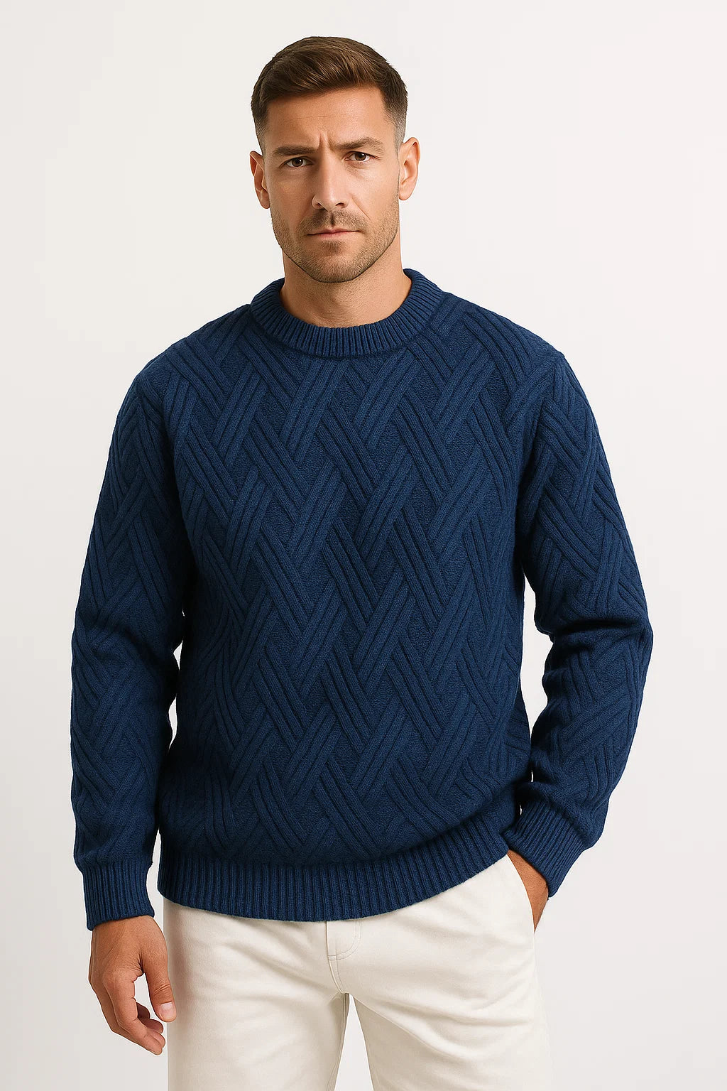 Men’s Knitted Sweater | Relaxed Fit & Ribbed Details