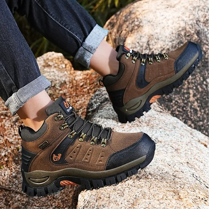 Leather Hiking Shoes with Cushioning – Unisex Waterproof Walking Boots