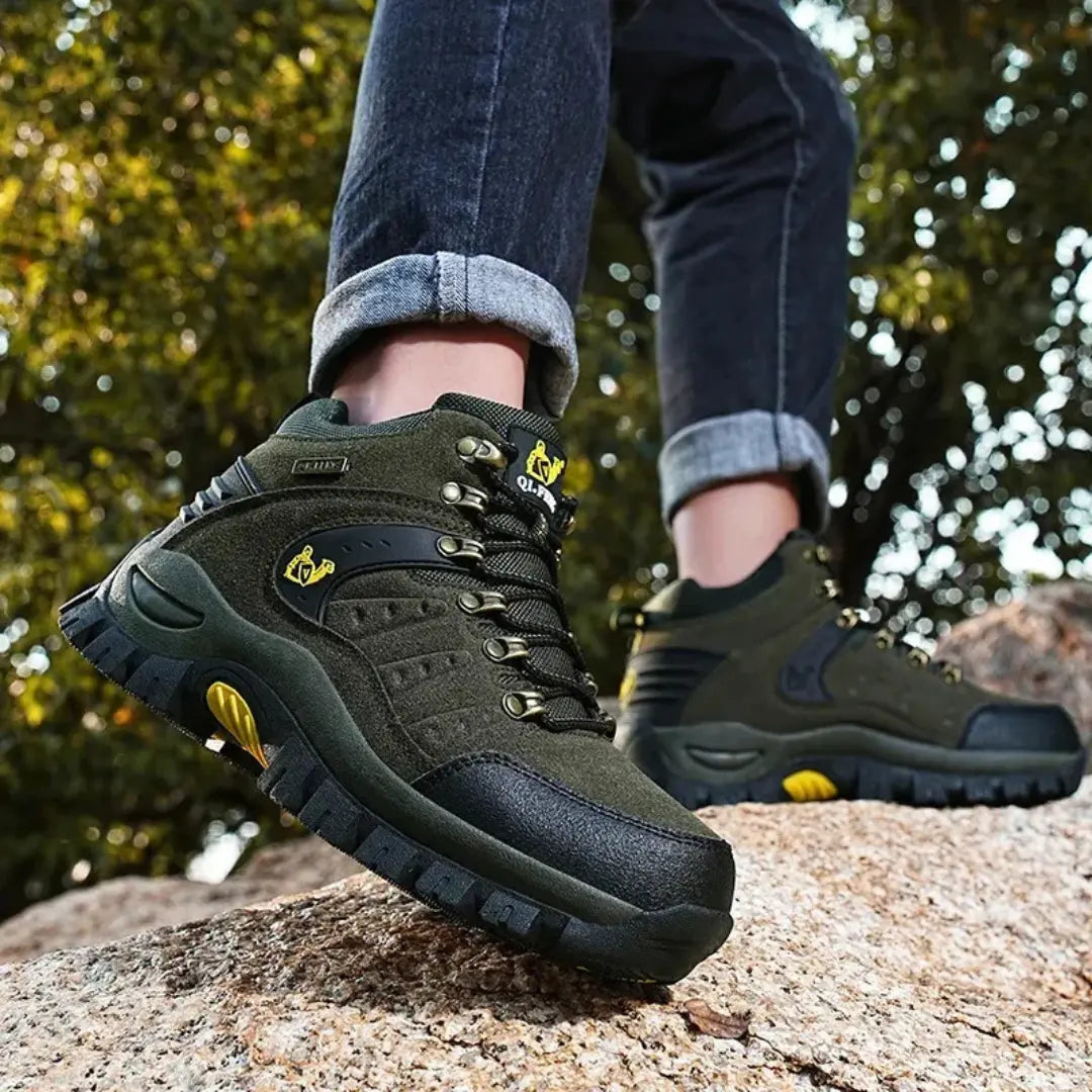Leather Hiking Shoes with Cushioning – Unisex Waterproof Walking Boots