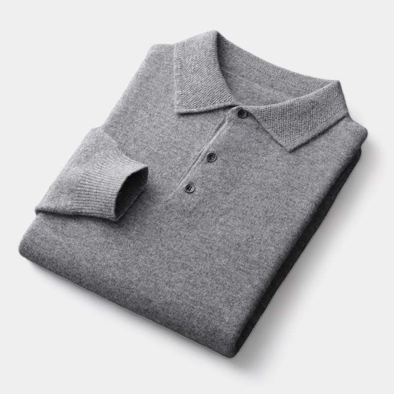 Men’s Polo Collar Jumper – Knitted Autumn/Winter Layer