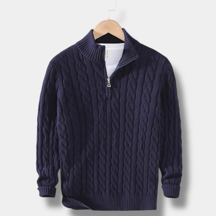 Men’s Half Zip Sweater – Old Money Style Jacquard Knit
