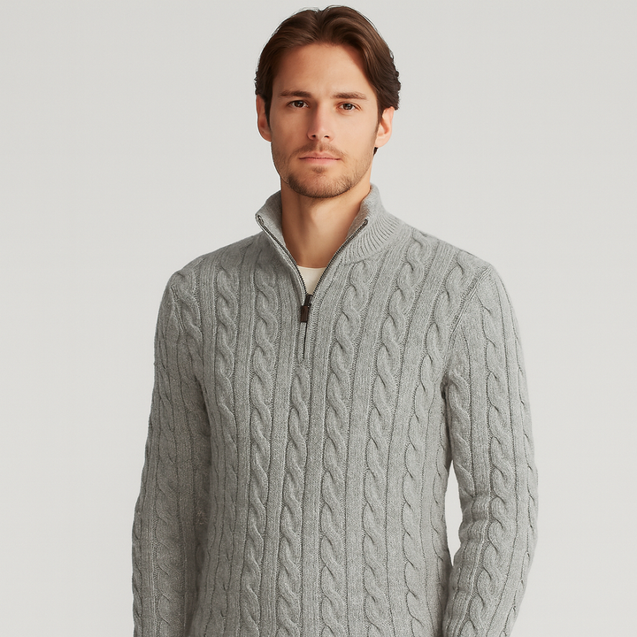 Men’s Half Zip Sweater – Refined Knit with High Collar