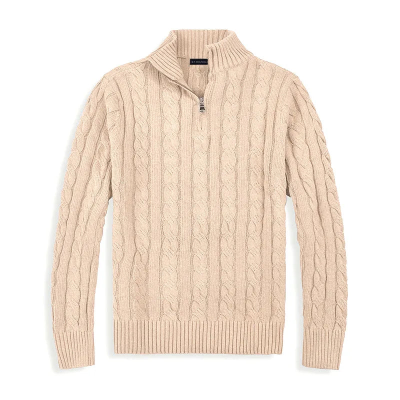 Men’s Half Zip Sweater – Refined Knit with High Collar