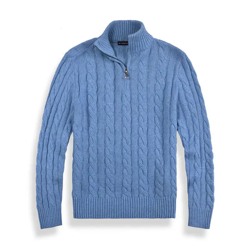 Men’s Half Zip Sweater – Refined Knit with High Collar