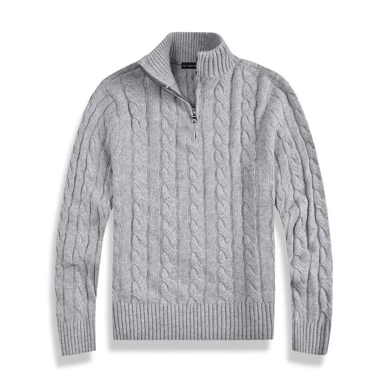 Men’s Half Zip Sweater – Refined Knit with High Collar