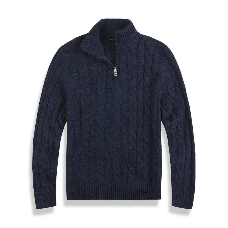 Men’s Half Zip Sweater – Refined Knit with High Collar