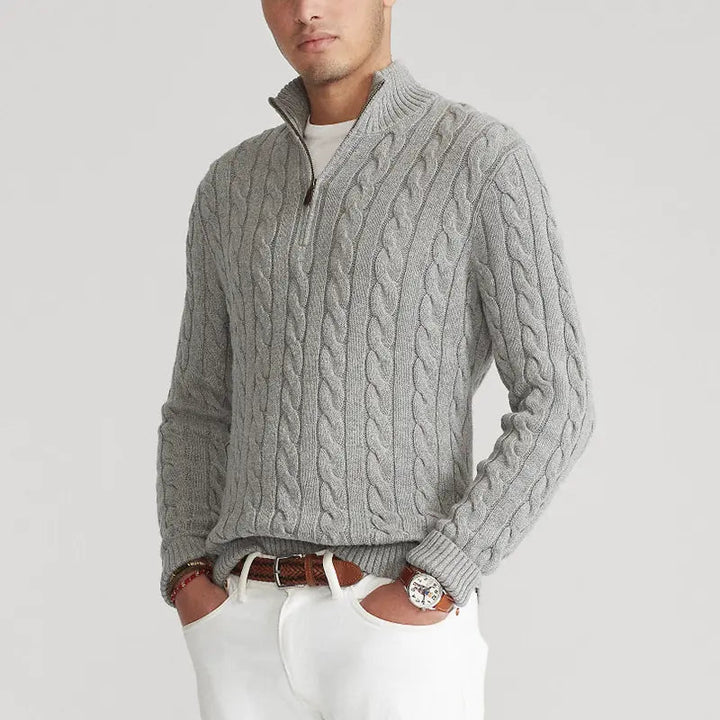 Men’s Half Zip Sweater – Refined Knit with High Collar