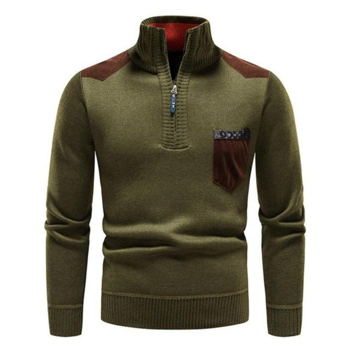 Men’s Knitted Half-Zip Jumper | Stand Collar and Practical Side Pockets