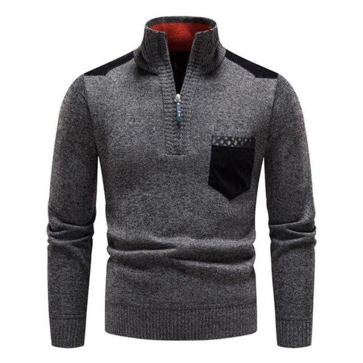 Men’s Knitted Half-Zip Jumper | Stand Collar and Practical Side Pockets