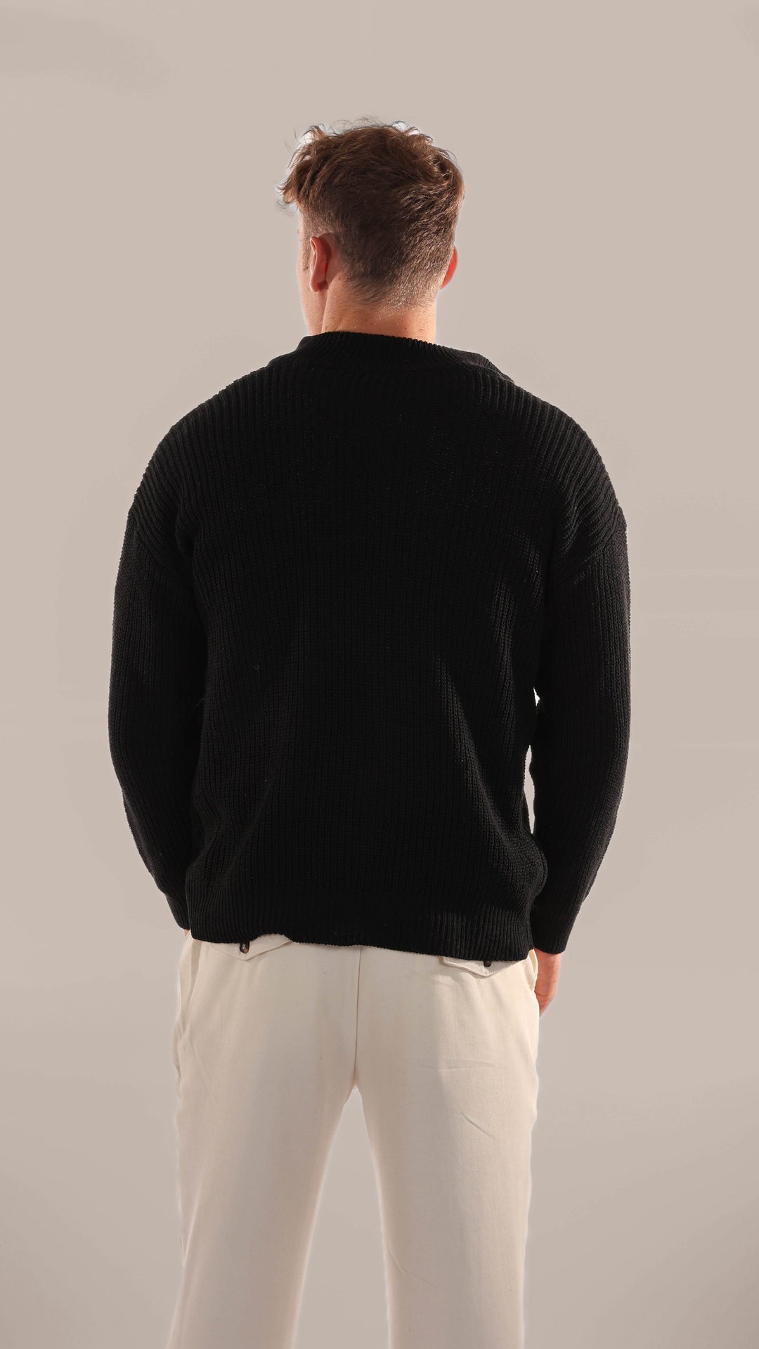 Men’s Quarter Zip Jumper – Knitted with Stand Collar