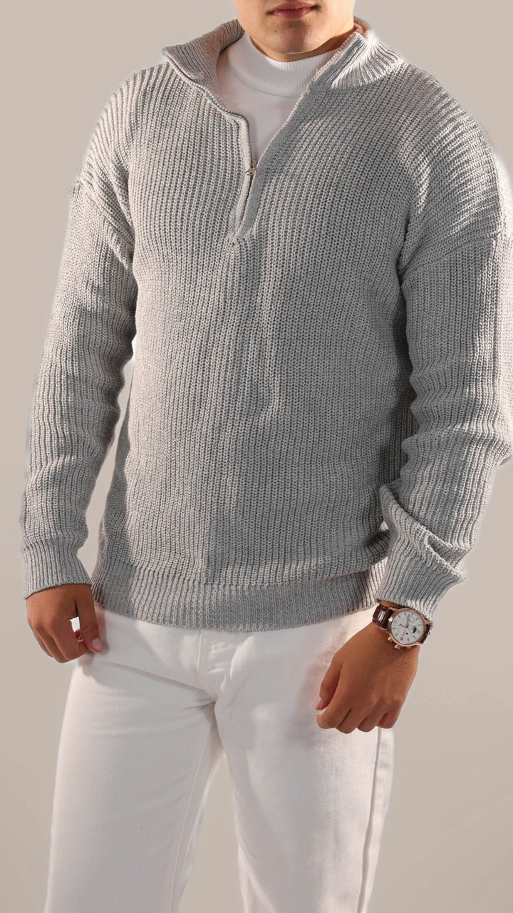 Men’s Quarter Zip Jumper – Knitted with Stand Collar