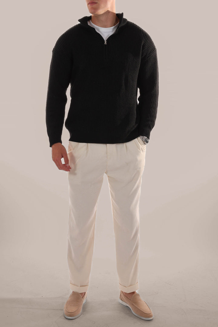 Men’s Quarter Zip Jumper – Knitted with Stand Collar