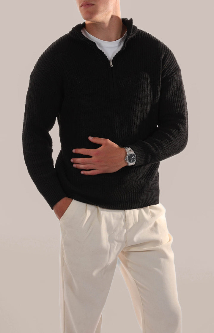 Men’s Quarter Zip Jumper – Knitted with Stand Collar