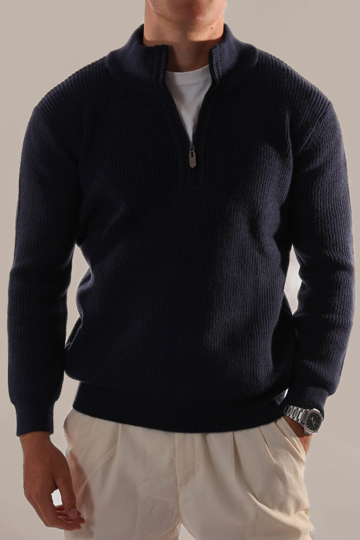 Men’s Quarter Zip Jumper – Knitted with Stand Collar
