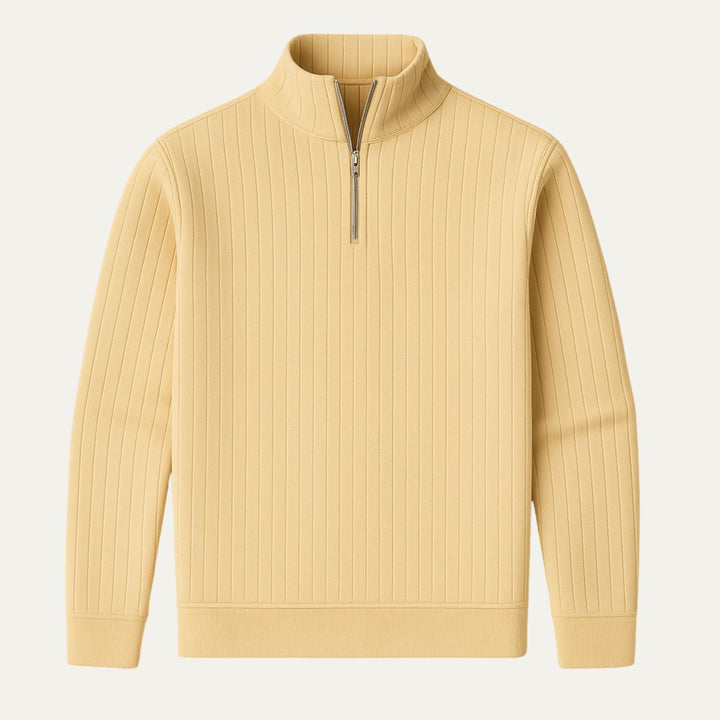 Men’s Quarter Zip Jumper – Ribbed Knit with Stand Collar