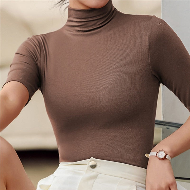 Women’s Turtleneck Knit Top | Sleek Fit and Elegant High Collar