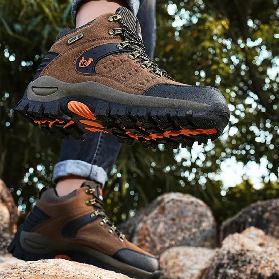 Leather Hiking Shoes with Cushioning – Unisex Waterproof Walking Boots