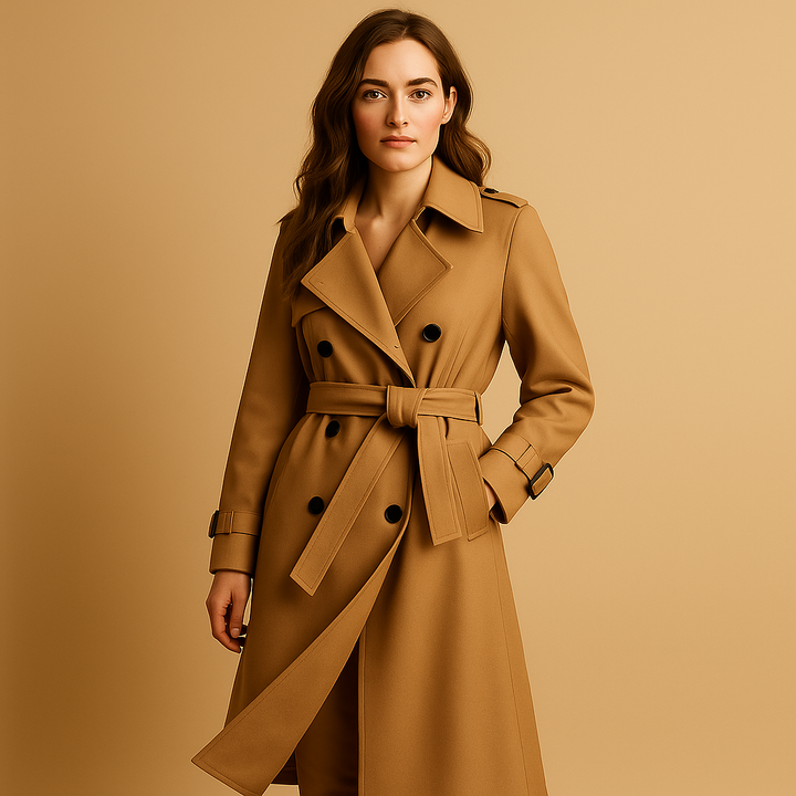 Women's Long Winter Coat | Elegant Double-Breasted Design