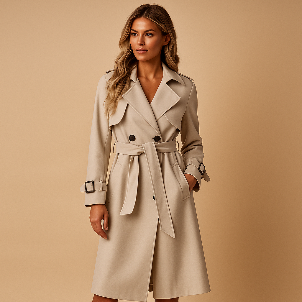 Women's Long Winter Coat | Elegant Double-Breasted Design