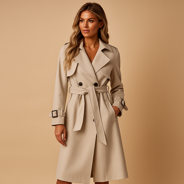 Women's Long Winter Coat | Elegant Double-Breasted Design