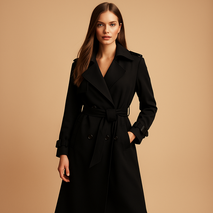 Women's Long Winter Coat | Elegant Double-Breasted Design
