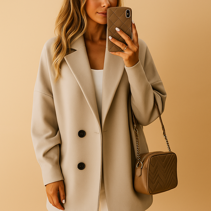 Women's Long Winter Coat | Elegant Fit with Button Closure