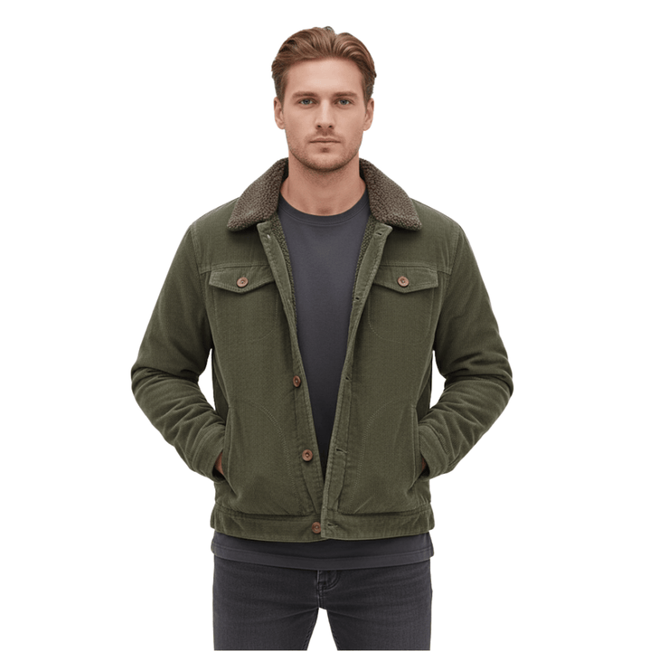 Men’s Cotton Jacket with Fleece Lining – Practical Outdoor Layer