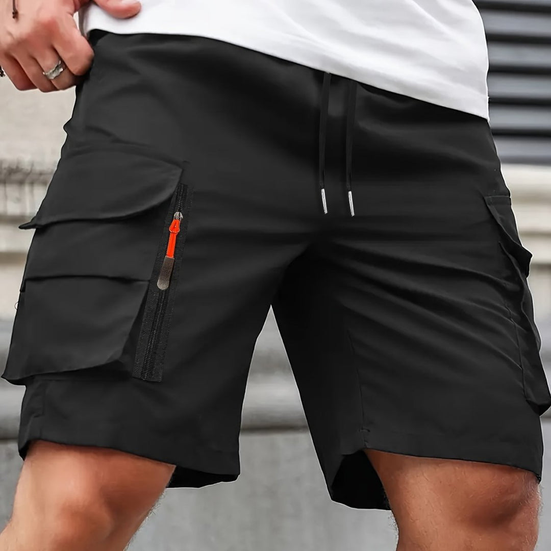 Lightweight Cargo Shorts with Zip Pockets – Breathable Summer Fit for Men