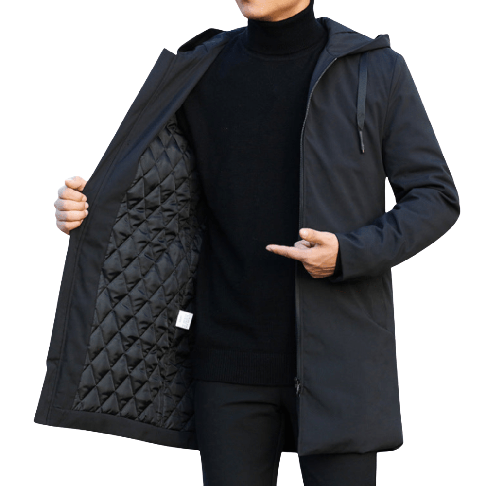 Men’s Insulated Quilted Winter Coat – Hooded Layer for Cold Weather