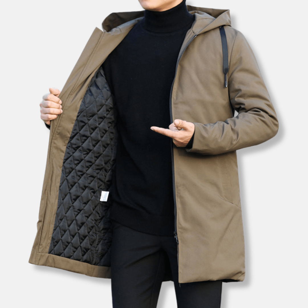 Men’s Insulated Quilted Winter Coat – Hooded Layer for Cold Weather