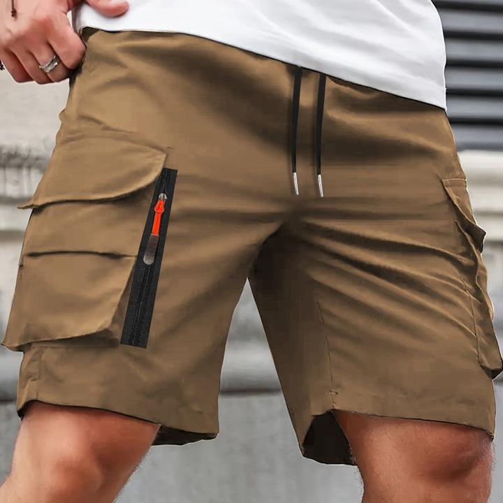Lightweight Cargo Shorts with Zip Pockets – Breathable Summer Fit for Men