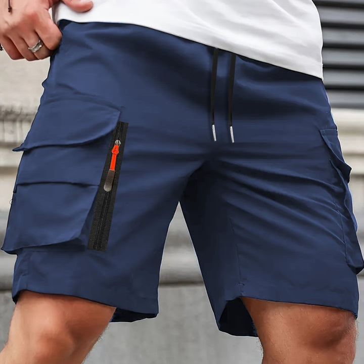 Lightweight Cargo Shorts with Zip Pockets – Breathable Summer Fit for Men