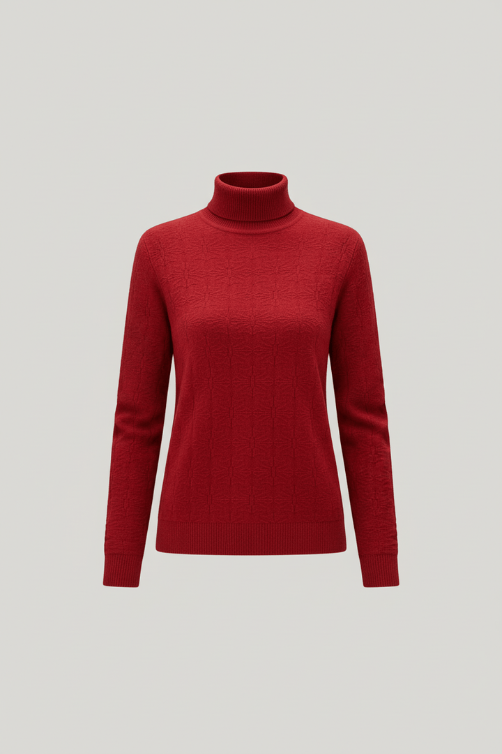 Women’s Textured Knit Jumper with Mock Neck and Slim Fit