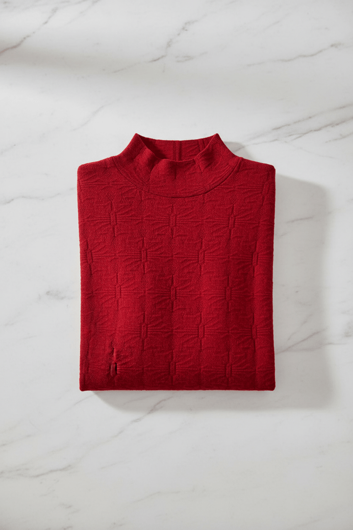 Women’s Textured Knit Jumper with Mock Neck and Slim Fit